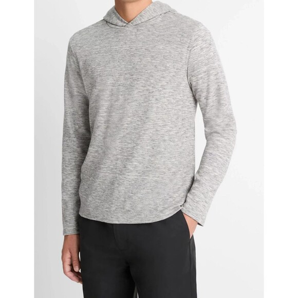 VINCE Sweater Mens Medium Gray Space Dye Lightweight Hoodie Sweatshirt Hooded